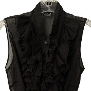 Casting brand Black Sheer Ruffled Blouse Small